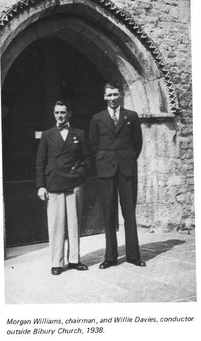 Morgan Williams, Chairman, and Willie Davies, Conductor. Bibury Church 1938